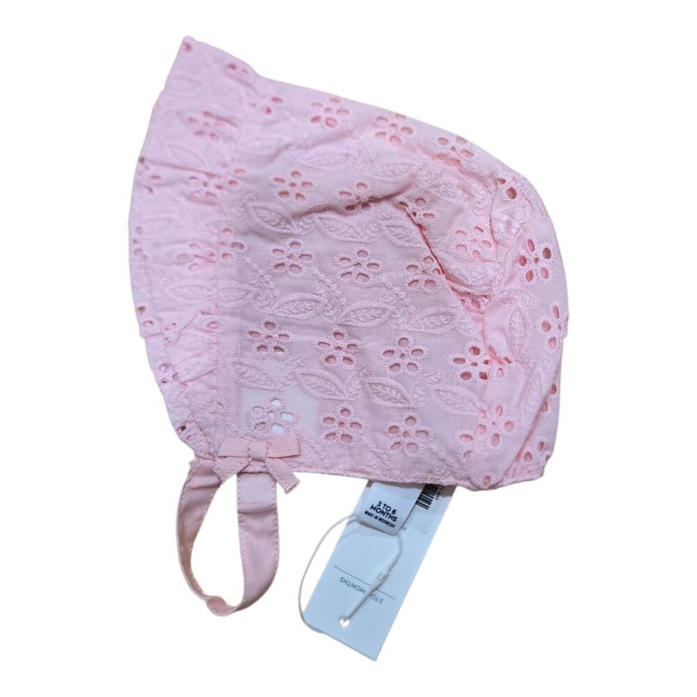 Janie & Jack Pink Eyelet Bonnet NWT 3–6 Months